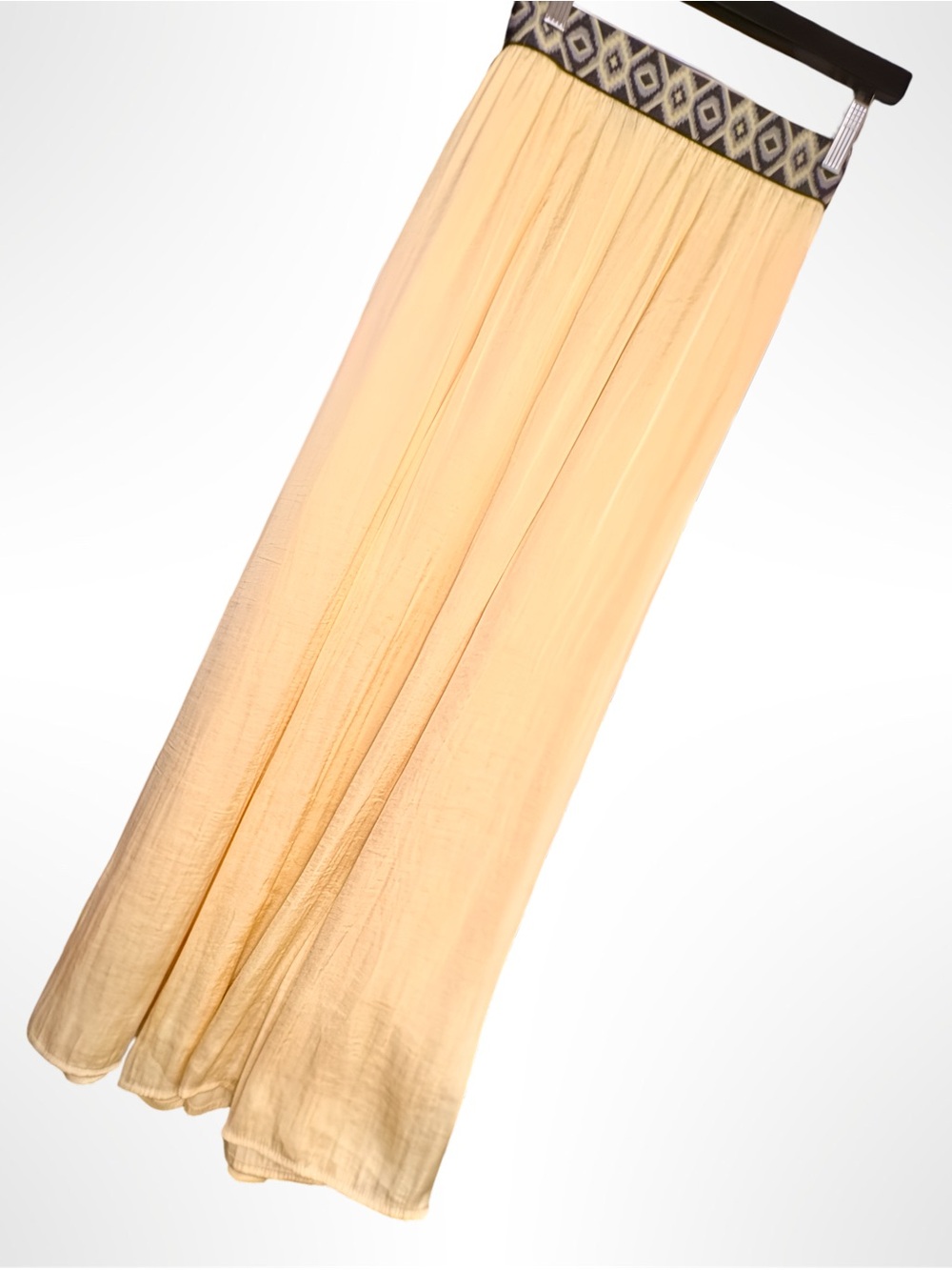 Valerie Stevens Boho Printed Elastic Waist Silk Blend Maxi Skirt Yellow XL - Picture 11 of 16